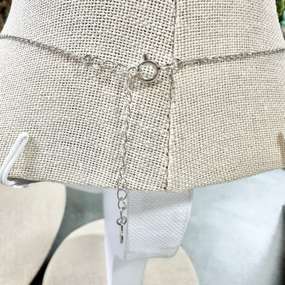 STERLING SILVER TWO LAYER LOVE PENDANT NECKLACE - Picture 4 of 4